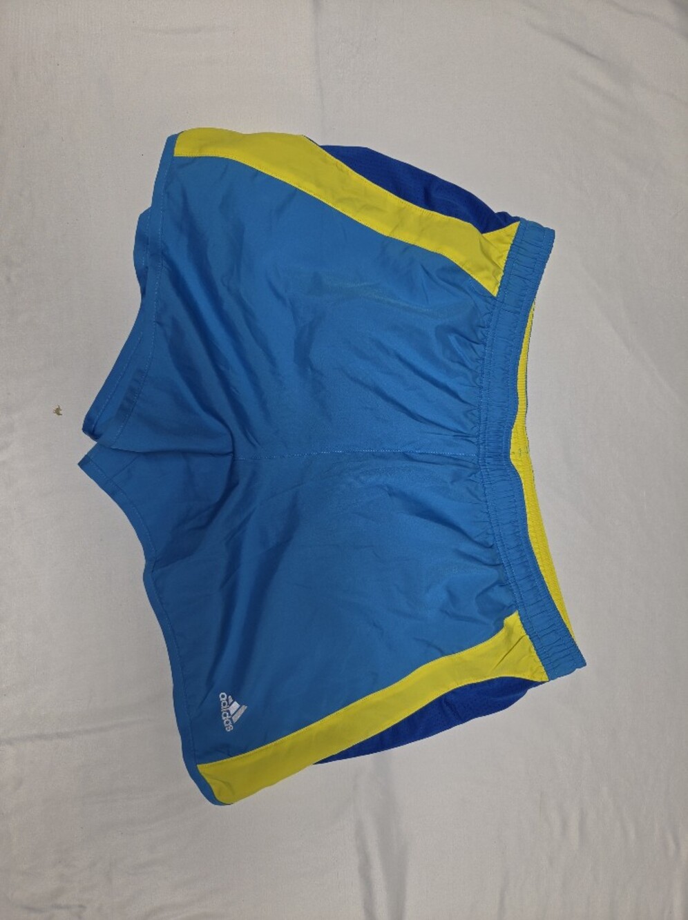 adidas Blue and Yellow Colorblock Athletic Running Shorts Size Large